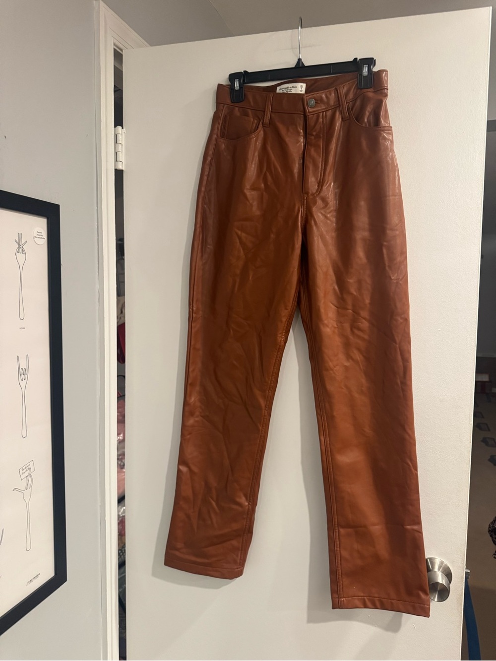 Abercrombie & Fitch 90s Straight Ultra High Rise Leather Pants 28/6 Curve Love